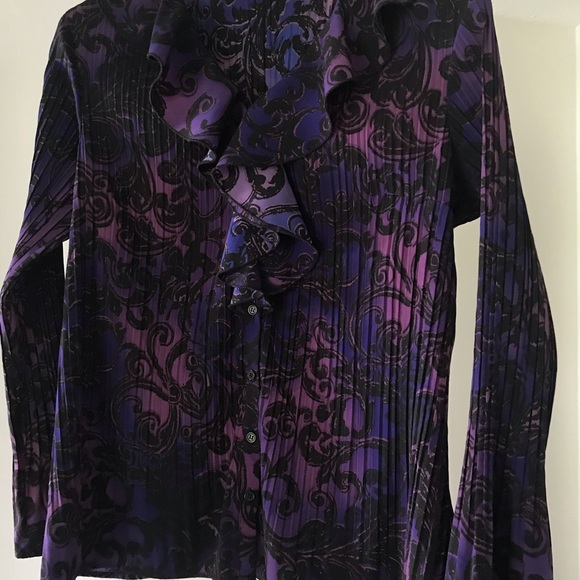 East 5th purple ruffled blouse 1x - Picture 1 of 6